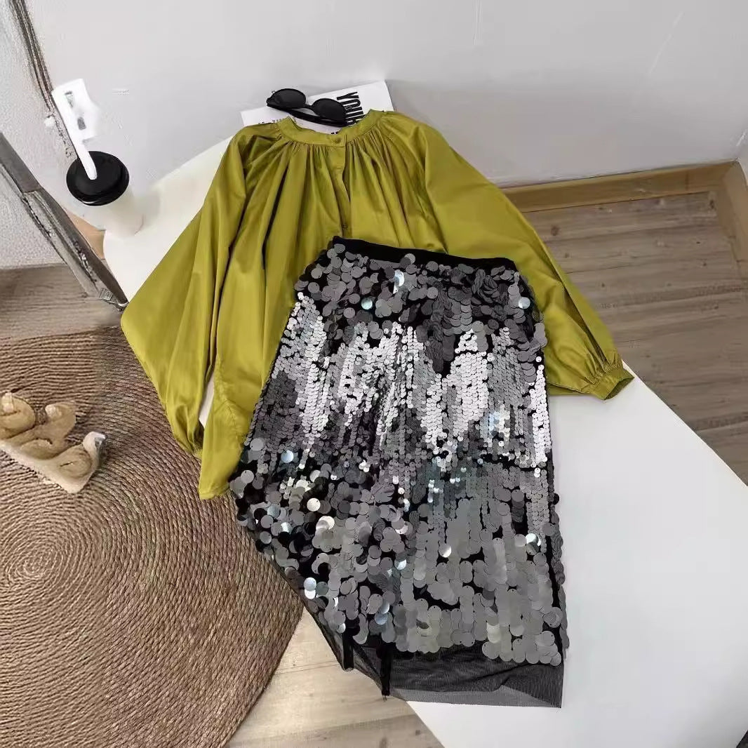 DEGRADE SEQUINS SKIRT