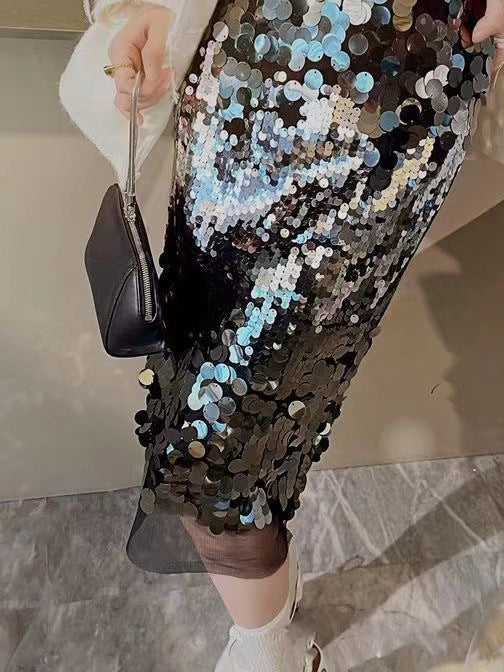DEGRADE SEQUINS SKIRT